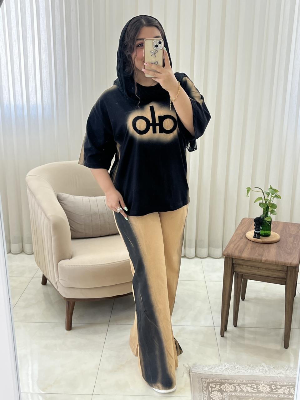 ست زنانه و دخترانه اسپرت بیرونی alo شلوار شافل کد ۴۶۷