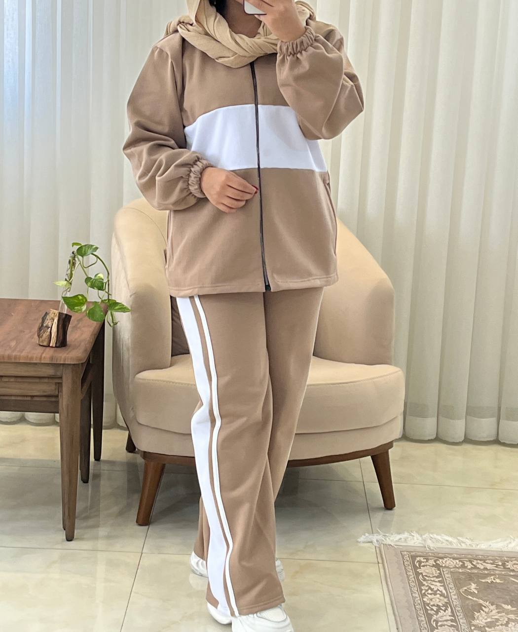 ست ست سوییشرت شلوار جلو سفید