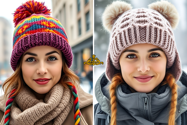 کلاه زمستانی پومدار دخترانه برای پوشیدن در زمستان