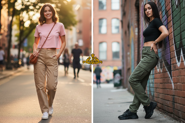 استایل کراپ تاپ با شلوار کارگو