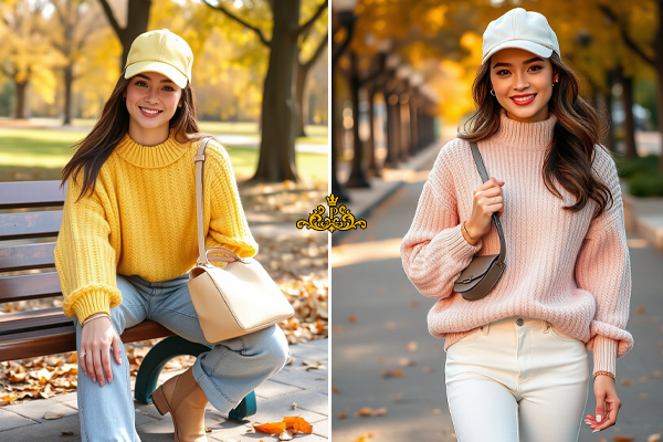 ست کردن کلاه کپ با لباس بافت