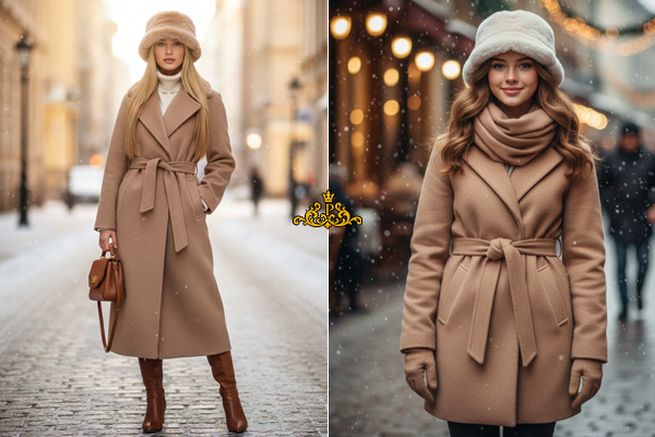 کلاه باکت خز مصنوعی با پالتوی پشمی