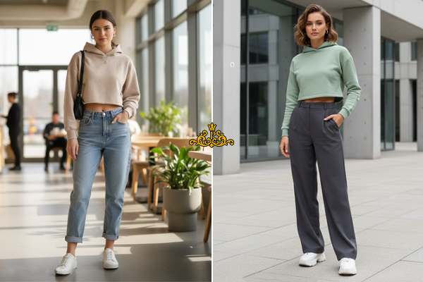 ست هودی کوتاه کراپ با شلوار