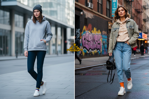 هودی با شلوار جین اسکینی و واید